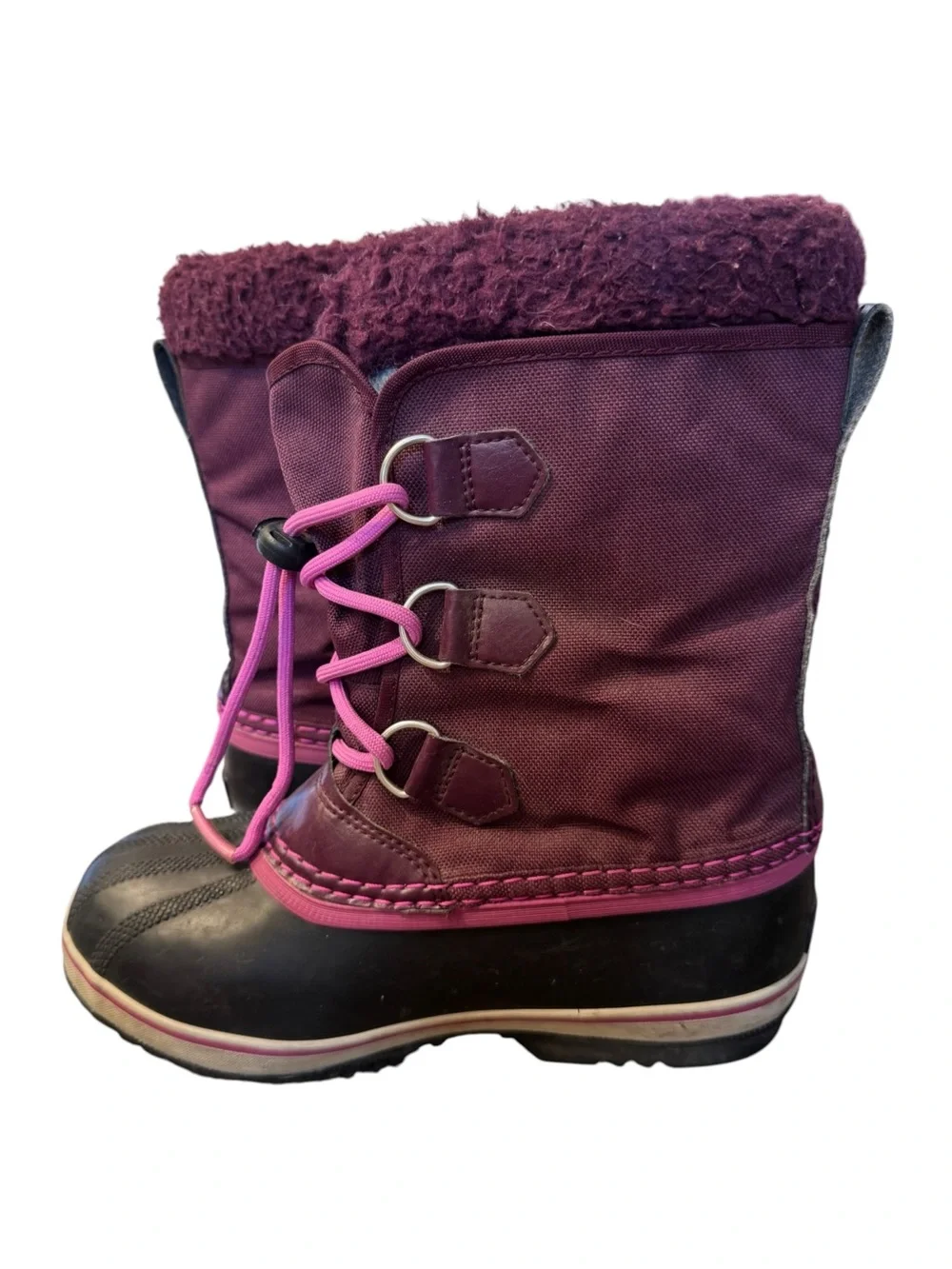 Sorel Yoot Pac Nylon Waterproof Snow Boots, Purple Dahlia, Kids Size 4